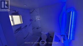 Toronto (Humber Summit) apartment for rent - A bathroom with a blue light and a window.