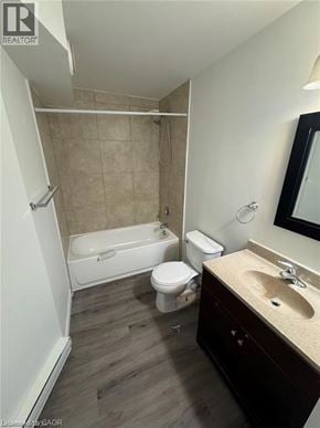 Kitchener apartment for rent - A bathroom with a sink, toilet, and bathtub.