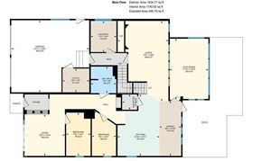 Edmonton apartment for rent - A floor plan of a house with a main floor and an exterior area with specified square footage for each section.