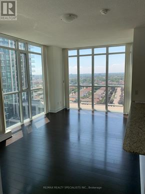 Mississauga (City Centre) condo for rent - A large room with a view of the city.