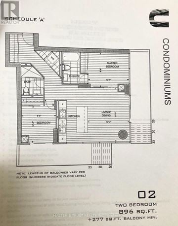 Toronto (Bay Street Corridor) condo for rent - A floor plan for a two bedroom apartment is shown.