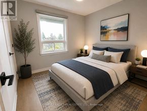 Toronto (Bendale) apartment for rent - A bedroom with a large bed and a painting on the wall.