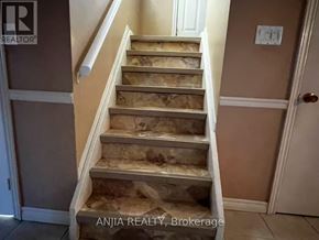 Mississauga (Erindale) apartment for rent - A set of stairs with a beige carpeted runner.