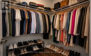 Vaughan (Beverley Glen) condo for rent - Closet with clothes and shoes.