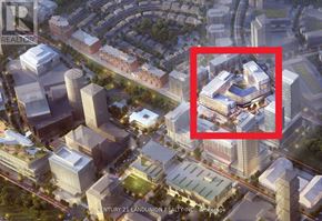 Markham (Unionville) condo for rent - An aerial view of a city with a red square highlighting a specific area.