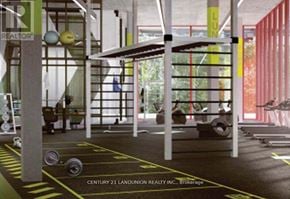 Markham (Unionville) condo for rent - A gym with a yellow line on the floor.