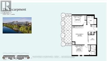 Welland (Broadway) condo for rent - A floor plan for a property called The Escarpment is shown.