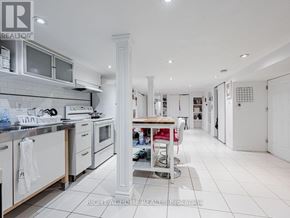 Toronto (Little Portugal) apartment for rent - A white kitchen with a large island in the middle.