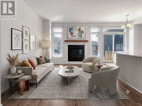 Ottawa townhouse for rent - A living room with a fireplace and a couch.