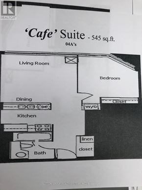 Mississauga (City Centre) condo for rent - A black and white image of a floor plan for a 'Cafe' Suite.