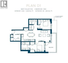 North Vancouver apartment for rent - A floor plan for a 2 bedroom and den apartment.