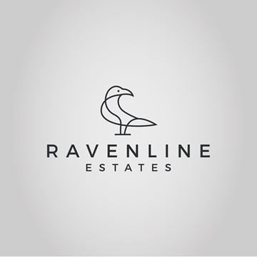 Victoria apartment for rent - A logo for Ravenline Estates featuring a stylized raven.