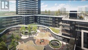 Mississauga (Hurontario) condo for rent - A large, modern building with a circular courtyard in the center.
