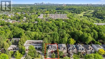 Toronto (Lansing-Westgate) apartment for rent - A bird's eye view of a residential area with a red square highlighting a specific house.