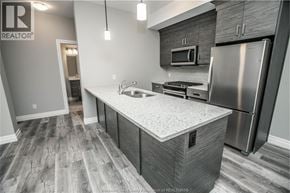 Lasalle condo for rent - A kitchen with a refrigerator, microwave, and oven.