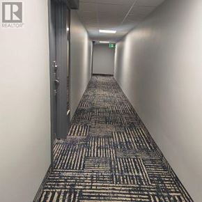 Toronto (West Hill) condo for rent - A hallway with a carpeted floor and a door on the left.