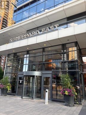 Toronto (Willowdale East) condo for rent - The front of a building with the words SweetPeaRaD EaSt on it.