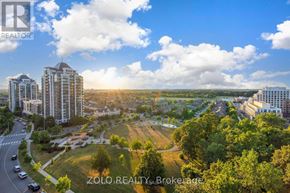 Vaughan (Beverley Glen) condo for rent - A real estate brokerage logo is displayed on a sunny day in a cityscape.