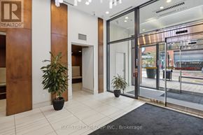 Toronto (Mimico) condo for rent - A potted plant sits on a black rug in front of a glass door.