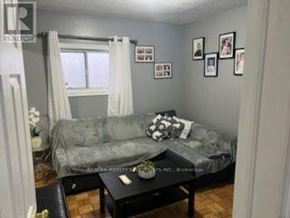 Toronto (Rockcliffe-Smythe) apartment for rent - A living room with a grey couch, a coffee table, and pictures on the wall.