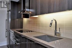 Toronto (Waterfront Communities) condo for rent - A modern kitchen with a stainless steel oven and a double sink.