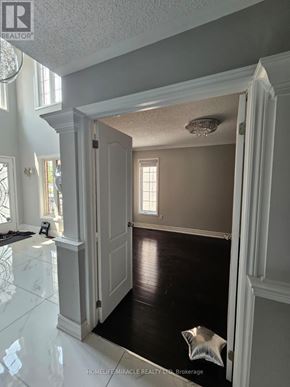 Brampton (Sandringham-Wellington) apartment for rent - A white hallway with a black floor and a white ceiling.