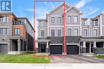 Brantford townhouse for rent - A row of houses with a red square highlighting the front of the third house.