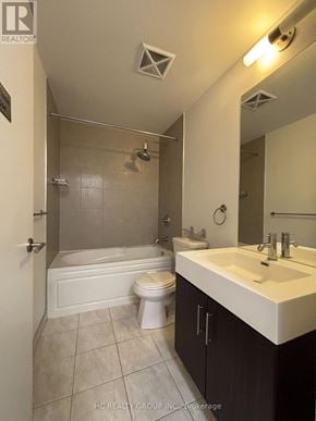 Toronto (Thorncliffe Park) condo for rent - A bathroom with a toilet, sink, and shower.