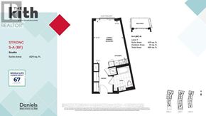 Mississauga (Central Erin Mills) condo for rent - A floor plan for a studio apartment at The Kith Real Estate.