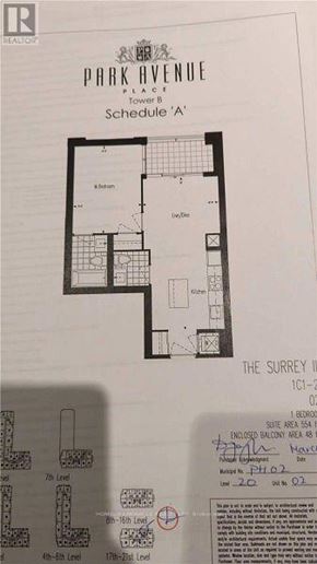 Vaughan (Concord) condo for rent - A black and white floor plan for Park Avenue Place, Tower 3.