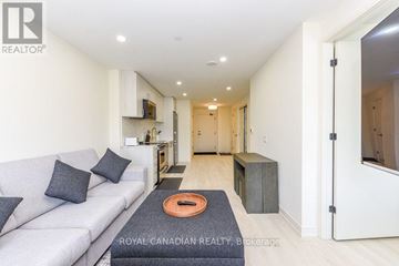 Milton (Co Coates) condo for rent - A living room with a grey couch and a grey rug.