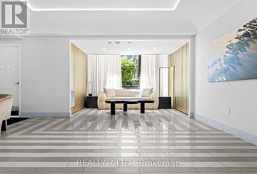 Toronto (Islington-City Centre West) condo for rent - A modern living room with a large painting on the wall.