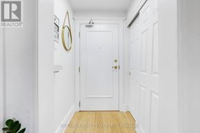 Ottawa condo for rent - A hallway with a white door and a plant on the left.