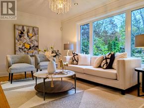 Toronto (Don Valley Village) apartment for rent - A living room with a white sofa, grey armchair, and a coffee table.