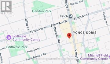 Toronto (Willowdale West) condo for rent - A map shows the location of Edithvale Community Centre.