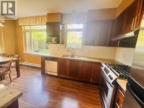 Vancouver apartment for rent - A kitchen with wooden floors and a stove top oven.