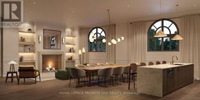 Toronto (Kingsway South) condo for rent - A modern and luxurious living room with a fireplace and a dining area.