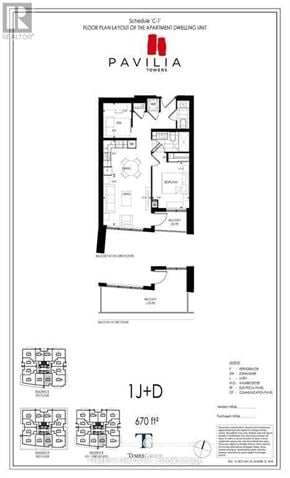 Markham (Commerce Valley) condo for rent - A black and white image of a floor plan for a building named PAVILIA.