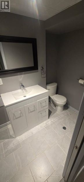 Kingston (City Northwest) townhouse for rent - A bathroom with a toilet, sink, and mirror.