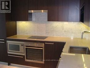 Toronto (Waterfront Communities) condo for rent - A modern kitchen with a stainless steel oven and microwave.