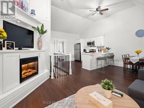 Hamilton (North End) apartment for rent - A living room with a fireplace and a television.