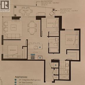 Vancouver apartment for rent - A floor plan for a home with a living room, dining room, kitchen, and multiple bathrooms.