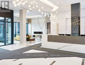 Mississauga (Hurontario) condo for rent - A foyer with a marble floor and a glass door.
