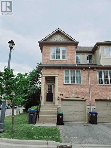 Mississauga (East Credit) townhouse for rent - A two-story brick house with a black door and windows.