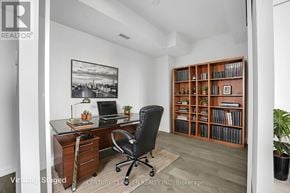Mississauga (City Centre) condo for rent - A room with a desk, chair, and bookshelf.