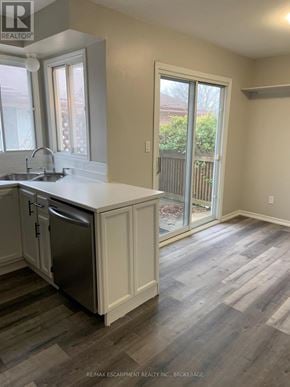 Welland (N. Welland) apartment for rent - A kitchen with a sink, cabinets, and a window.