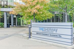 Toronto (Islington-City Centre West) condo for rent - A sign for One Sherway Condominiums stands in front of a building.
