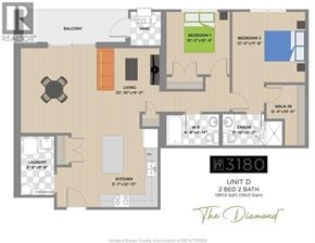 Windsor apartment for rent - A floor plan for a unit at The Diamond apartments.
