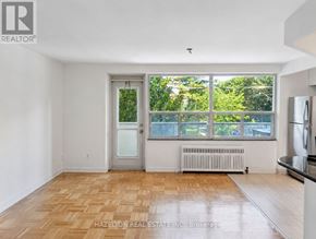 Toronto (Rosedale-Moore Park) condo for rent - A room with a door and a window with a view of trees.