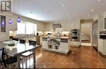 Toronto (St. Andrew-Windfields) apartment for rent - A modern kitchen with a dining table and chairs.